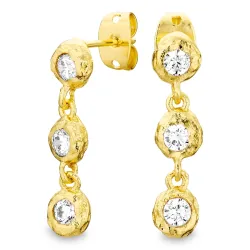 zirkon øreringe i forgyldt messing - Eliné