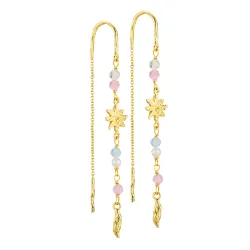 lange stjerne kæde øreringe i forgyldt messing - Eliné