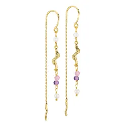 lange kæde øreringe i forgyldt messing - Eliné