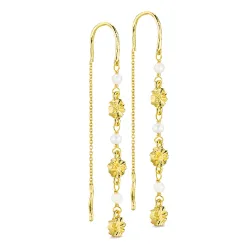 lange perle kæde øreringe i forgyldt messing - Eliné