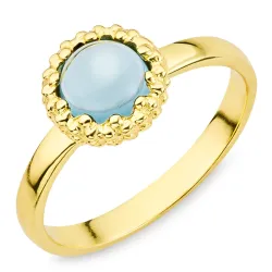 mørkeblå krystal ring i forgyldt messing - Eliné