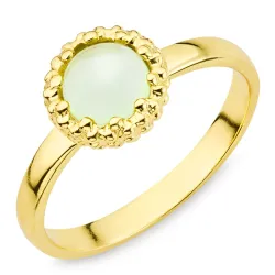 lysegrøn krystal ring i forgyldt messing - Eliné