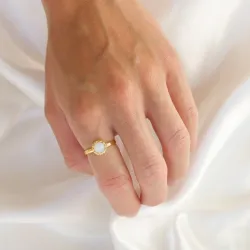 månesten ring i forgyldt messing - Eliné