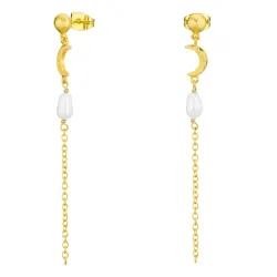 perle kæde øreringe i forgyldt messing - Eliné