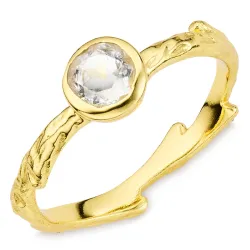 klar quartz ring i forgyldt messing - Eliné