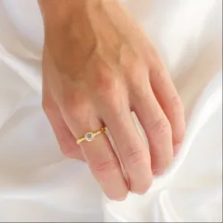 klar quartz ring i forgyldt messing - Eliné