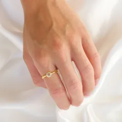 klar quartz ring i forgyldt messing - Eliné