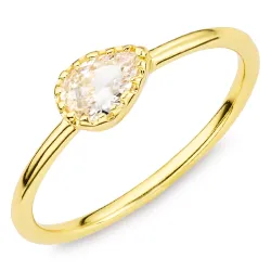 zirkon ring i forgyldt messing - Eliné