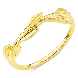 blad ring i forgyldt messing