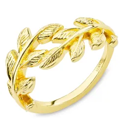blad ring i forgyldt messing