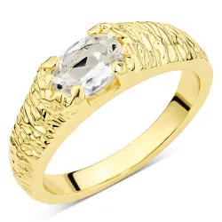 klar quartz ring i forgyldt messing - Eliné