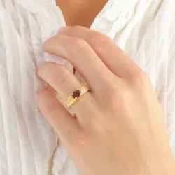 granat ring i forgyldt messing - Eliné