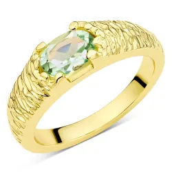 lysegrøn krystal ring i forgyldt messing - Eliné