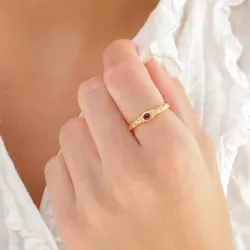 granat ring i forgyldt messing - Eliné