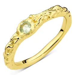 lysegrøn krystal ring i forgyldt messing - Eliné