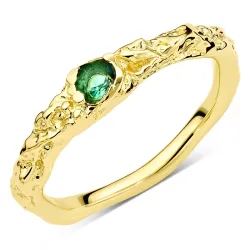 grøn krystal ring i forgyldt messing - Eliné