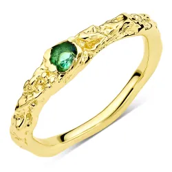 grøn krystal ring i forgyldt messing - Eliné