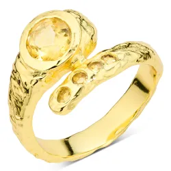 gul krystal ring i forgyldt messing - Eliné
