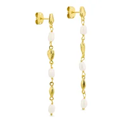 perle kæde øreringe i forgyldt messing - Eliné