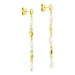 perle kæde øreringe i forgyldt messing - Eliné