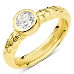 klar quartz ring i forgyldt messing - Eliné