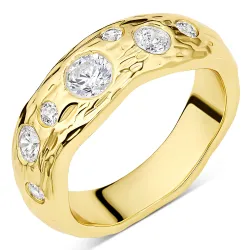 zirkon ring i forgyldt messing - Eliné
