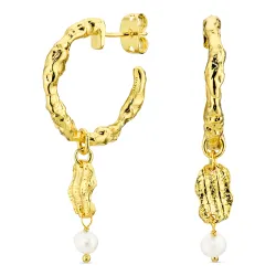 perle halvcreoler i forgyldt messing - Eliné