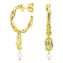 perle halvcreoler i forgyldt messing - Eliné