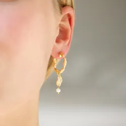 perle halvcreoler i forgyldt messing - Eliné