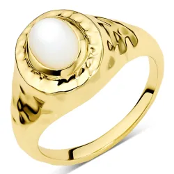 perlemor ring i forgyldt messing - Eliné