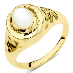 perlemor ring i forgyldt messing - Eliné