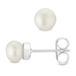5 mm perle ørestikker i forsølvet messing - Eliné