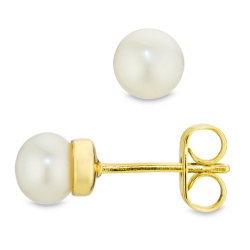 5 mm perle ørestikker i forgyldt messing - Eliné