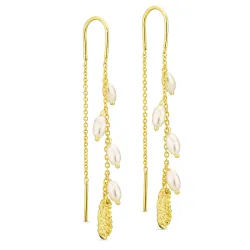 perle kæde øreringe i forgyldt messing - Eliné