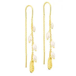 perle kæde øreringe i forgyldt messing - Eliné