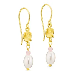 lyserød øreringe i forgyldt messing - Eliné