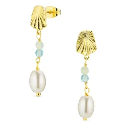 lyseblå øreringe i forgyldt messing - Eliné