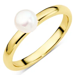 syntetisk perle ring i forgyldt messing - Eliné
