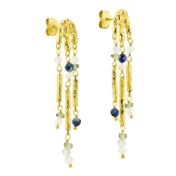 mørkeblå øreringe i forgyldt messing - Eliné