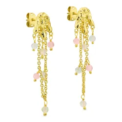 lyserød øreringe i forgyldt messing - Eliné