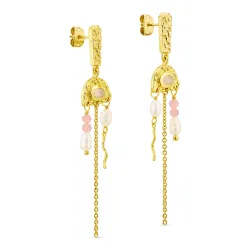 månesten øreringe i forgyldt messing - Eliné