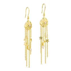 perle kæde øreringe i forgyldt messing - Eliné