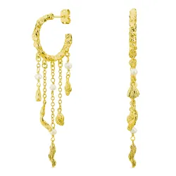 perle kæde øreringe i forgyldt messing - Eliné