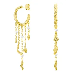 perle kæde øreringe i forgyldt messing - Eliné