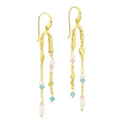 lange kæde øreringe i forgyldt messing - Eliné