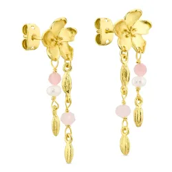 rosa kæde øreringe i forgyldt messing - Eliné