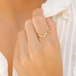zirkon ring i forgyldt messing - Eliné