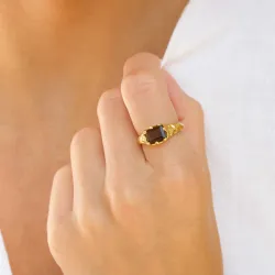 kvarts ring i forgyldt messing - Eliné