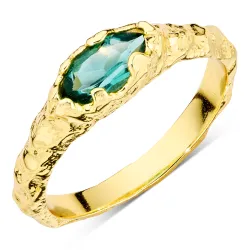 grøn krystal ring i forgyldt messing - Eliné