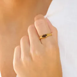 kvarts ring i forgyldt messing - Eliné